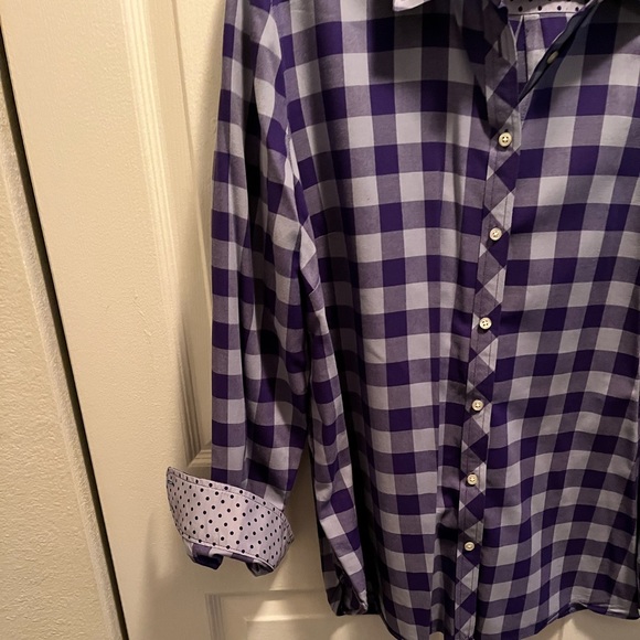 🟡TALBOTS PRE-LOVED AUTHENTIC GINGHAM BUFFALO CHECK & POLKA DOT CUFF DESIGN SHIRT - Picture 6 of 9